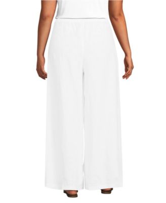 Women's Plus Size Linen High Rise Palazzo Pants - Set Bottom