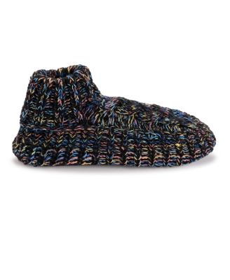 Women's Icelandic Space Dye Marl Cabled Cuff Booties, Pearl, L/XL