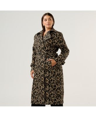 Plus Size Shari Leopard Print Trench