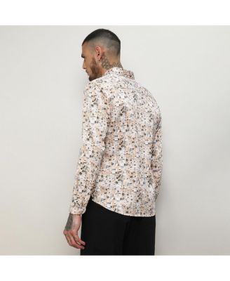 Men's Abstract Print Button Up Cotton Shirt