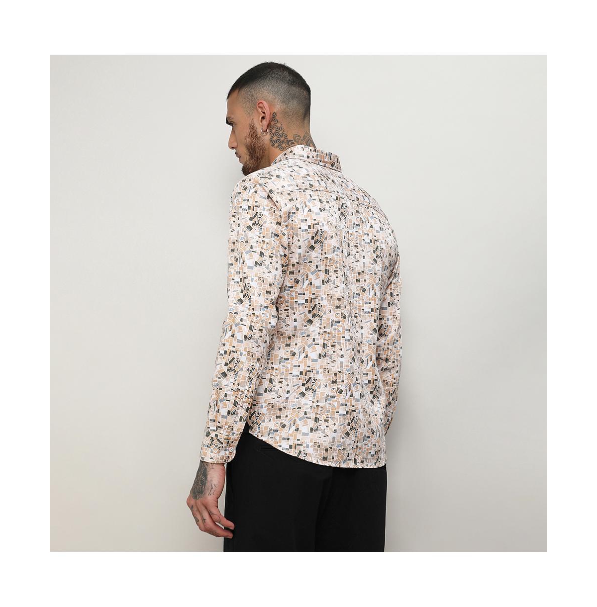 Campus Sutra Men's Abstract Print Button Up Cotton Shirt