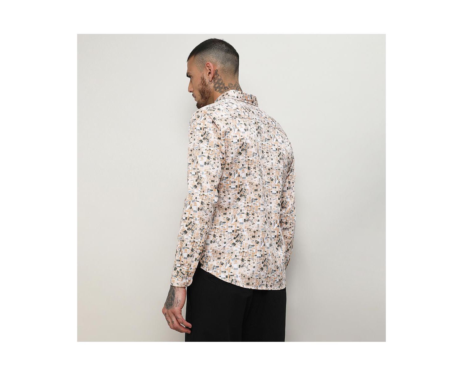 Men's Abstract Print Button Up Shirt