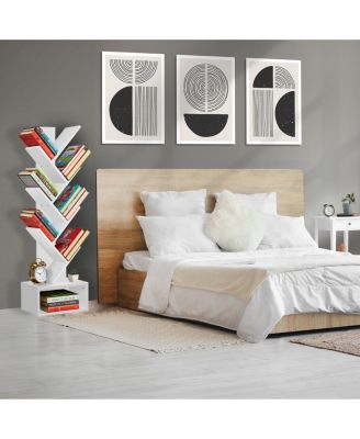 7-Tier Zigzag Tree Bookcase with Open Drawer for Books, Decor, and Accessories - Space-Saving Organizer Unit for Living Room, Bedroom, Office