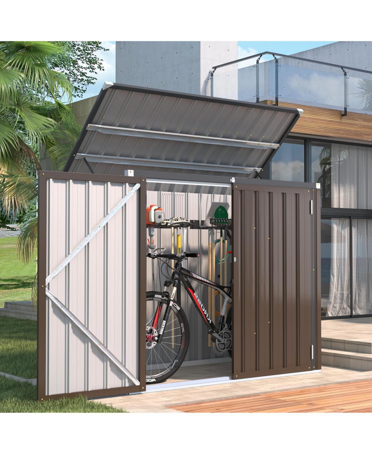 Aecojoy 46 Cu.Ft Outdoor Trash Can Storage Shed