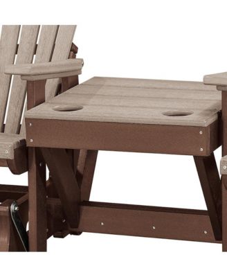 Double Glider with Center Table in Weatherwood and Tudor Brown