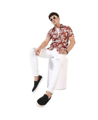 Men's Brown Printed Regular Fit Casual Shirt