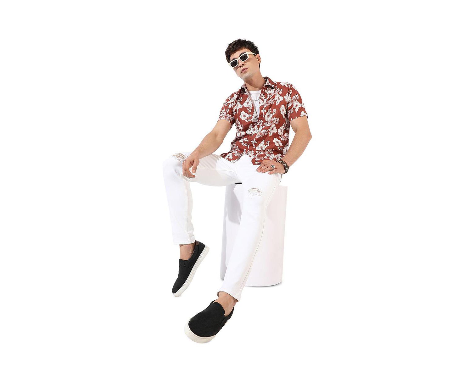 Мужская рубашка Cahoot Printed Casual, цвет: Коричневый — фото 6