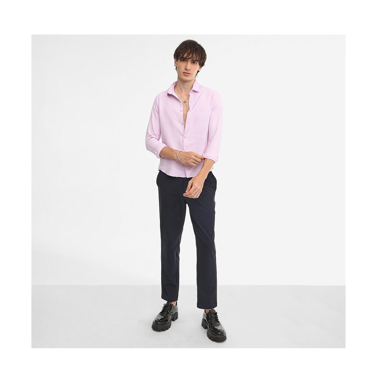 Campus Sutra Men's Lilac Chevron-Textured Shirt