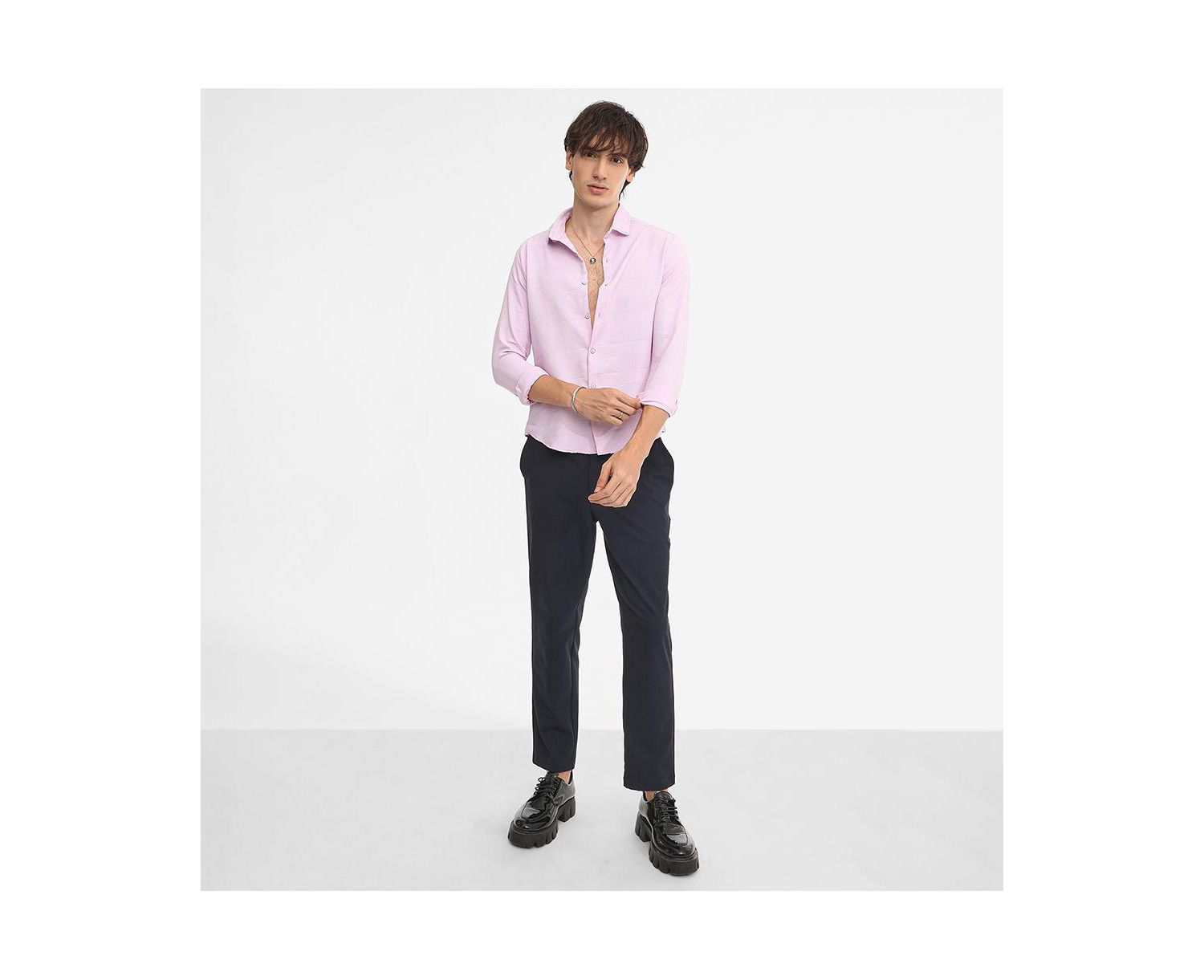 Men's Chevron-Textured Shirt
