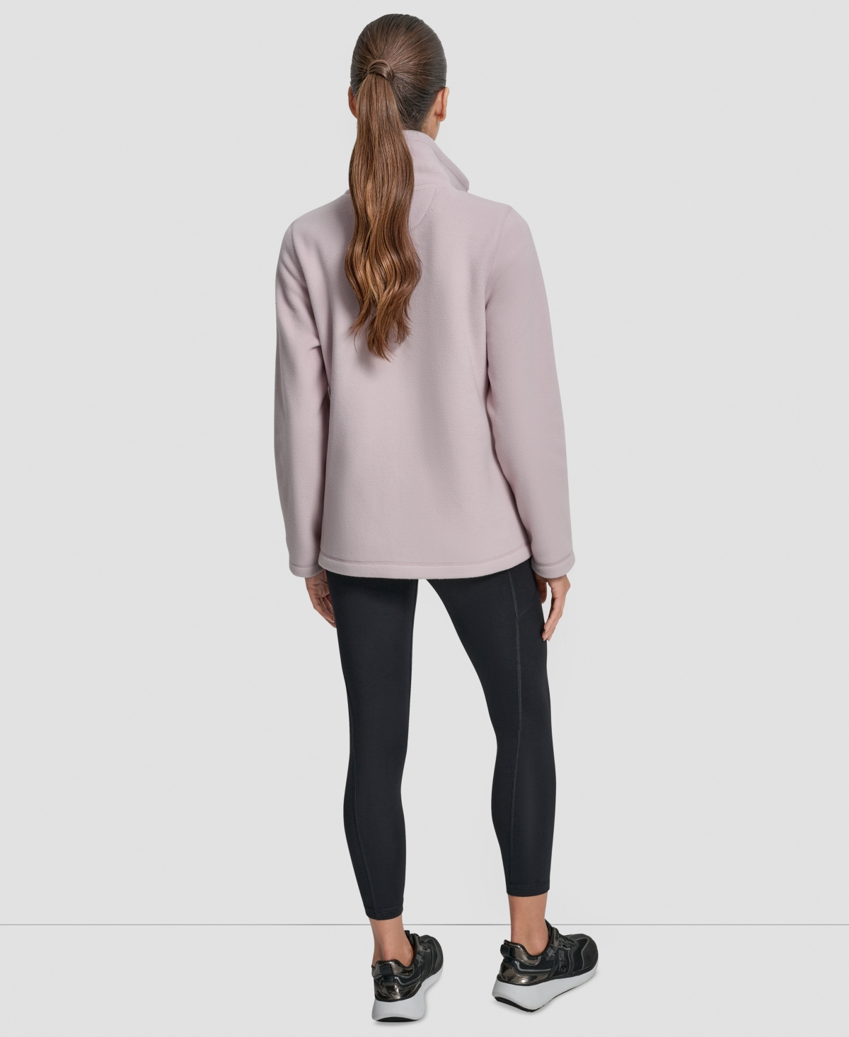 Dkny Women's Fleece Half-zip Bungee-hem Sweatshirt In Neutral