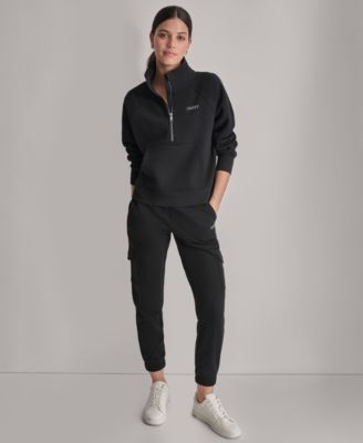 DKNY Women's Studded-Logo Half-Zip Sweatshirt