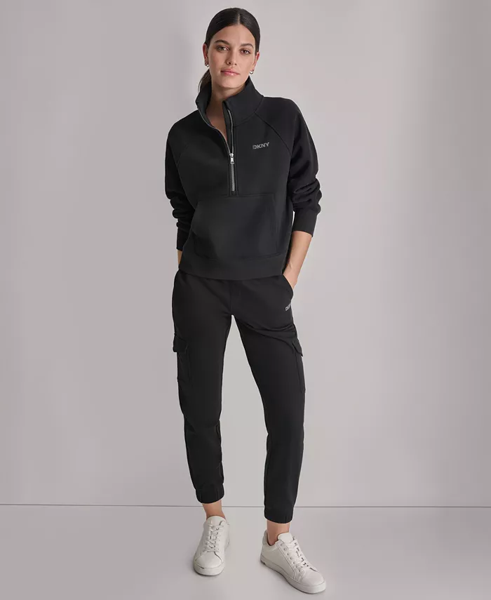 DKNY Women's Studded-Logo Half-Zip Sweatshirt - thumbnail 2