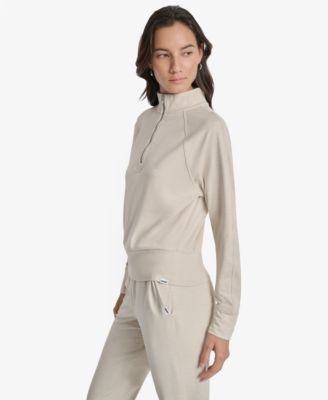 Women's Space-Dyed Half-Zip Raglan-Sleeve Top