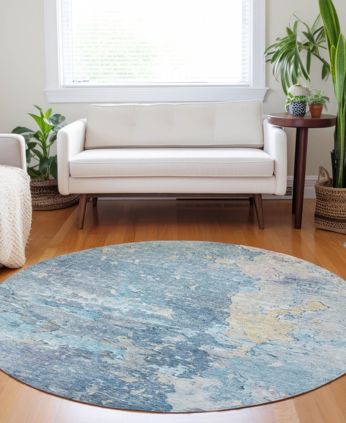 Dalyn Ravenna Rn3 8'x8' Round Area Rug In Blue
