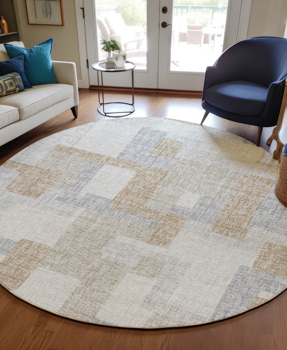 Dalyn Portico Po3 8'x8' Round Area Rug In Gray