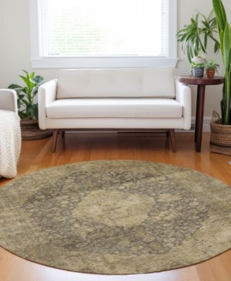 Tabrook Washable TB13 8'x8' Round Area Rug