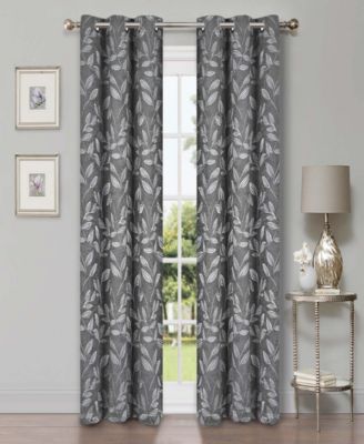 Modern Leaves Room Darkening Grommet Top Curtain Panels, 42" x 96" (Set of 2)