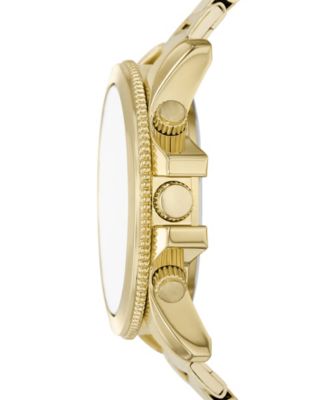 Men's Quartz Three-Hand Gold Alloy Watch Set, 43mm