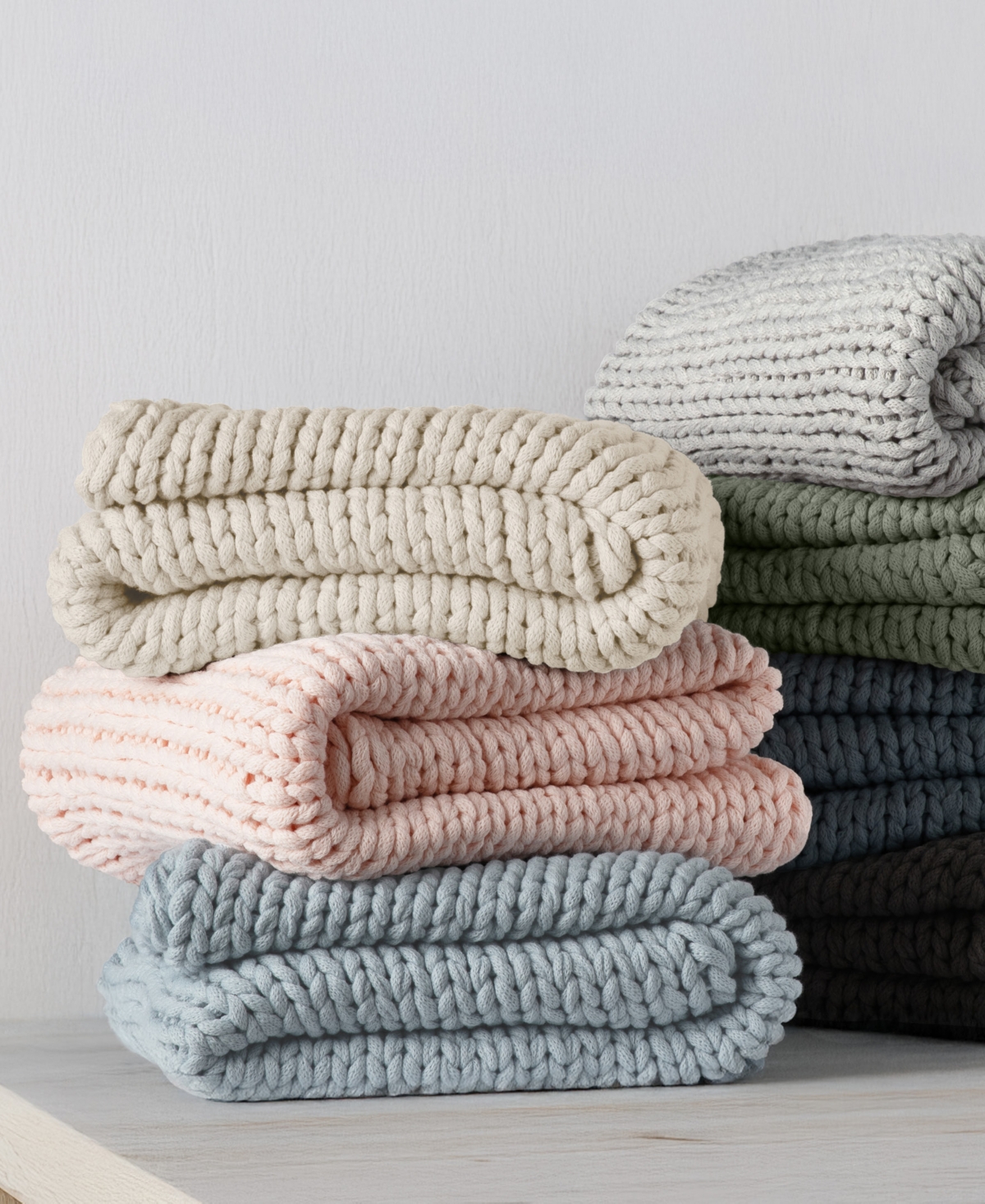 Ienjoy Home Eucalyptus Oversized Chunky Hand-knit Throw, 59" X 47" In Gray