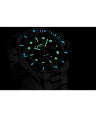 Men s Astral Diver 44mm Swiss Automatic Watch, Black Dial, Stainless Steel Bracelet, Rotating Bezel, 200M Water Resistant