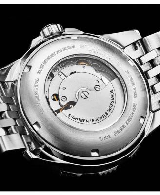 Men s Radiance Heritage 1006 43mm Swiss Automatic Diver Watch, Black Dial & Bezel, Oyster-Style Bracelet, Exhibition Caseback, 200M WR