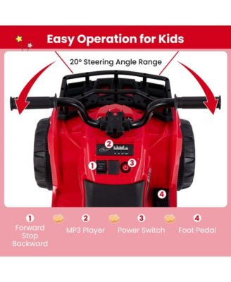 Kids Ride On Electric ATV 6V 4-Wheeler Quad Car with One-Button Start Tread Tires