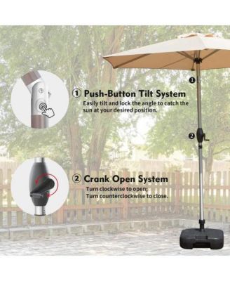 7.5 Ft Beige Patio Umbrella with Tilt and Crank