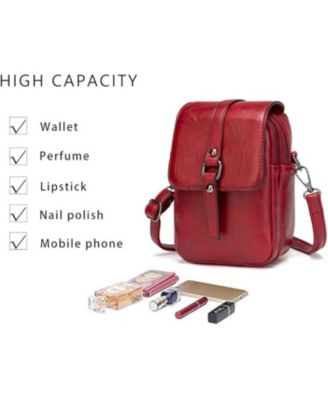 Vintage Crossbody Phone Bag for Women, Small PU Leather Shoulder Purse and Handbag with Tassel&Rivet Decoration