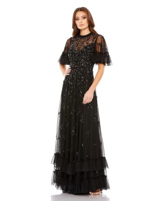 mac duggal flutter-sleeve formal appliqué maxi dress Mac Duggal, Flutter Sleeve Evening Gown - Lilac #67493 main image 0