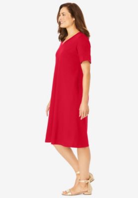 Plus Size Perfect Short-Sleeve V-Neck Tee Dress