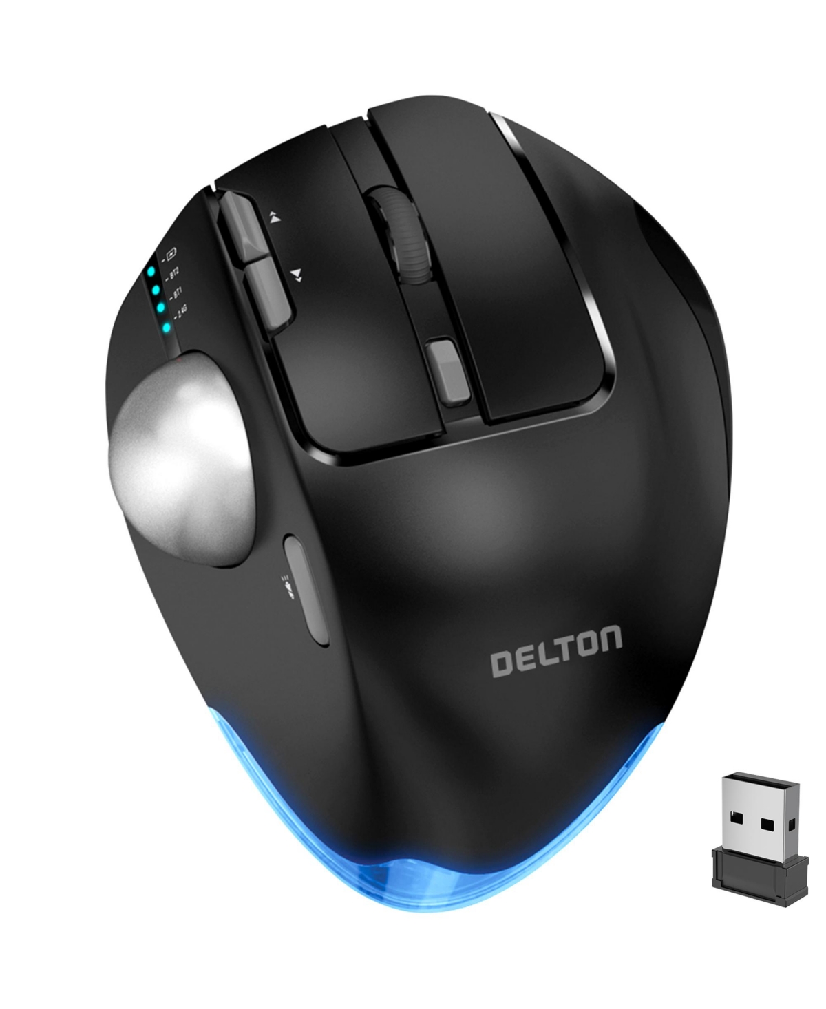 Delton T100 Ergonomic Tilt Wireless Trackball Computer Mouse
