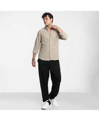 Men's Cloud Grey Self-Design Wave Shirt