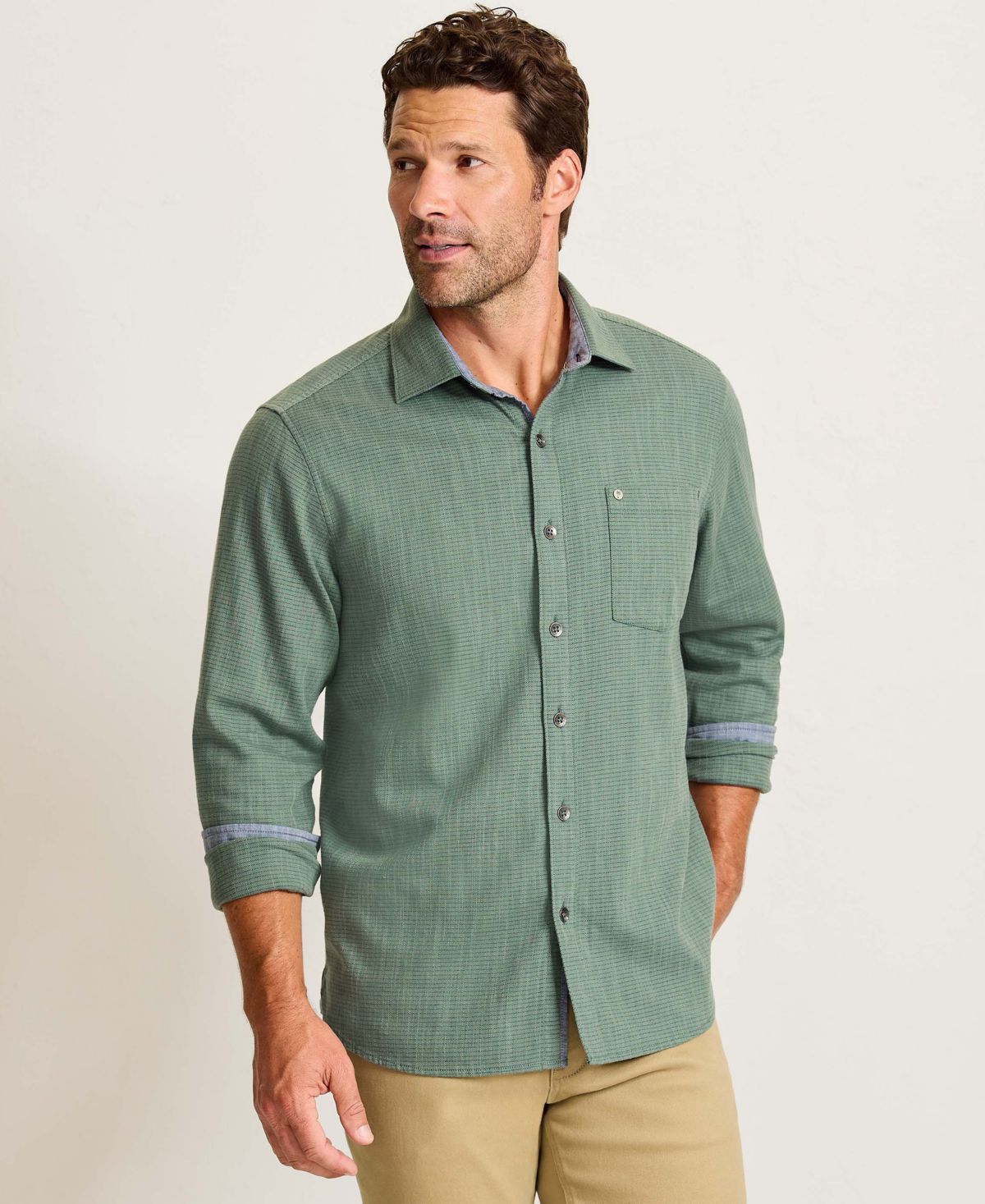 Мужская эластичная рубашка из текстурированного хлопка Dorado с длинным рукавом