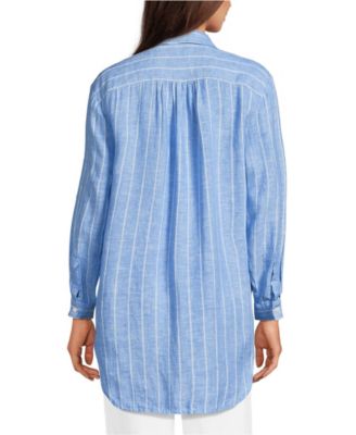 Women's Linen Roll Sleeve Relaxed Tunic Top