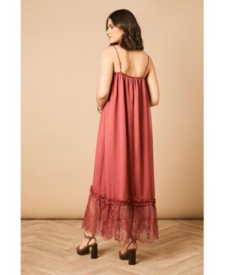 Babydoll Floaty Lace Detail Maxi Dress