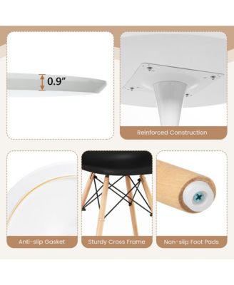 5 PCS Dining Set Modern Round Dining Table 4 Chairs for Small Space Kitchen