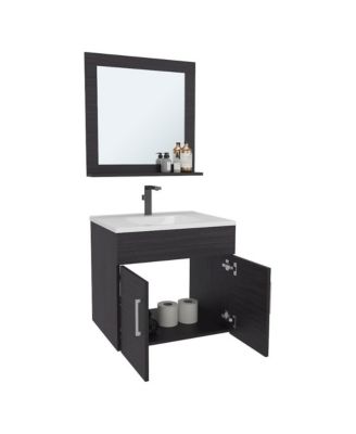 Blake Bathroom Cabinet with Mirror Cabinet Black MDF