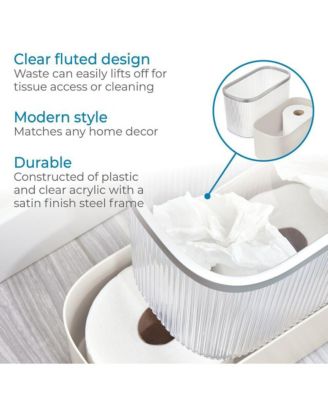 Plastic Bathroom Trash Can with Storage for Toiler Paper - Clear/Satin