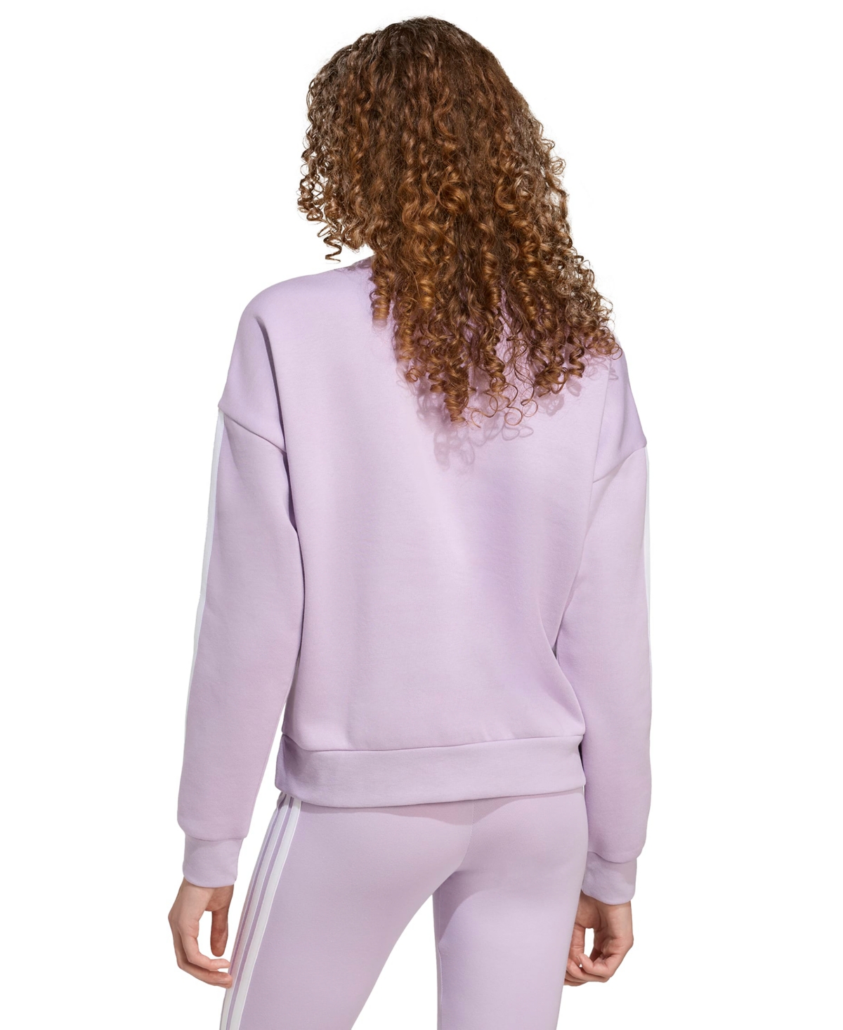 Adidas Originals Women's Essentials 3-stripes Fleece Crew Neck Sweatshirt In Purple
