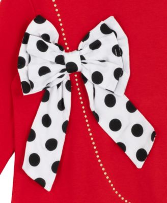 Little Girls' Interlock Dress with Polka-Dot Statement Bow