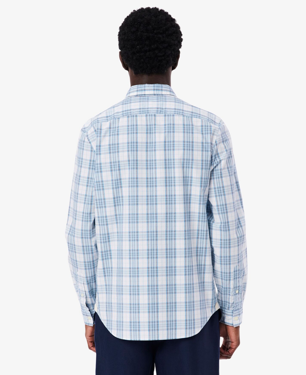 Lacoste Men's Slim Fit Stretch Plaid Shirt - 17 - 43 In Blue