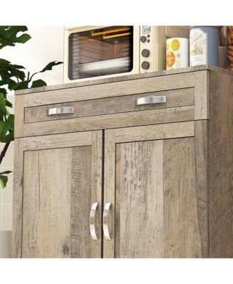 Modern Pantry with Buffet Cabinet and Framed Glass Doors