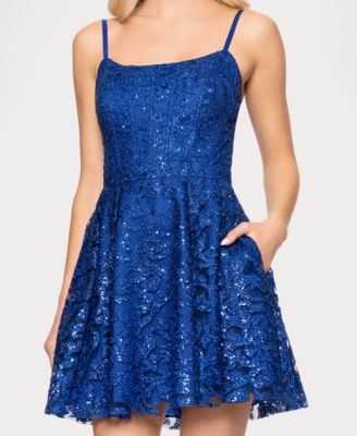 Juniors' Bonded Glitter Mini Dress