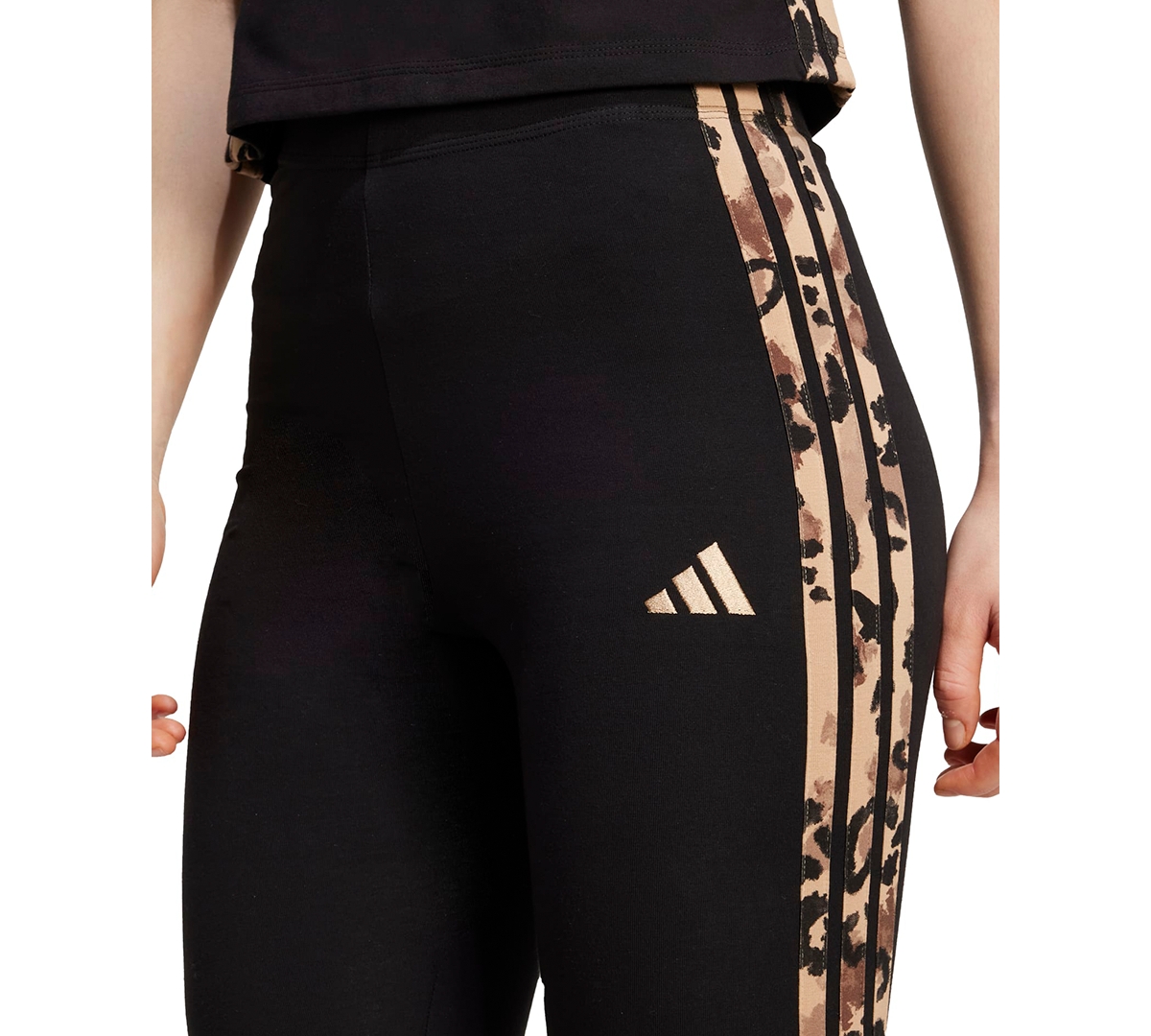 Adidas Originals Women's Leopard-print Cotton-blend High-rise Leggings In Black
