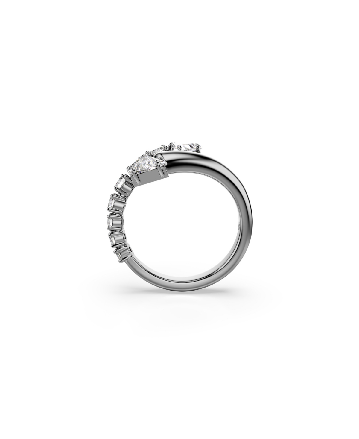 Swarovski Sublima White Ruthenium Plated Open Ring In Gray
