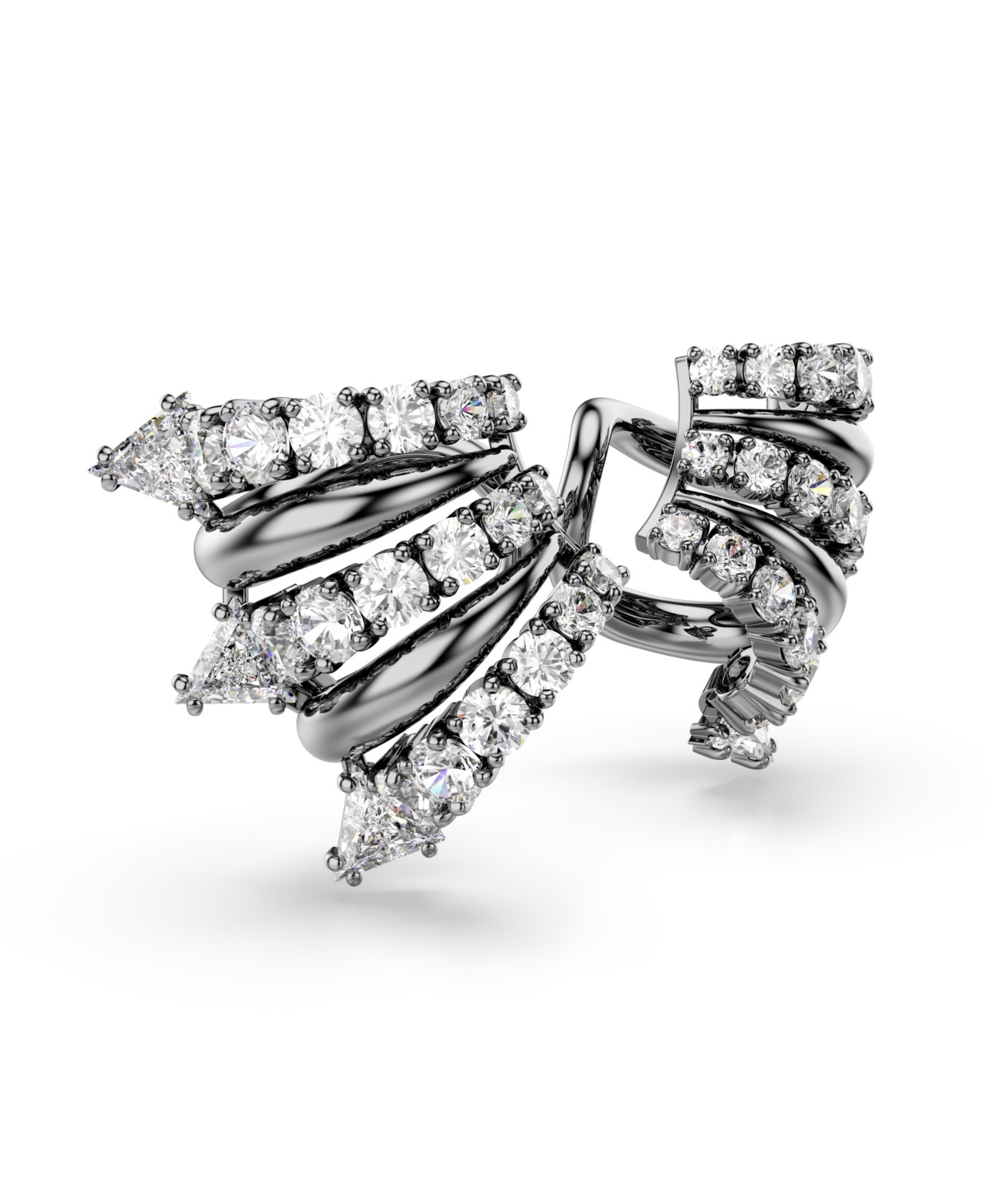 Swarovski Sublima Ruthenium Plated Ear Cuffs In Gray