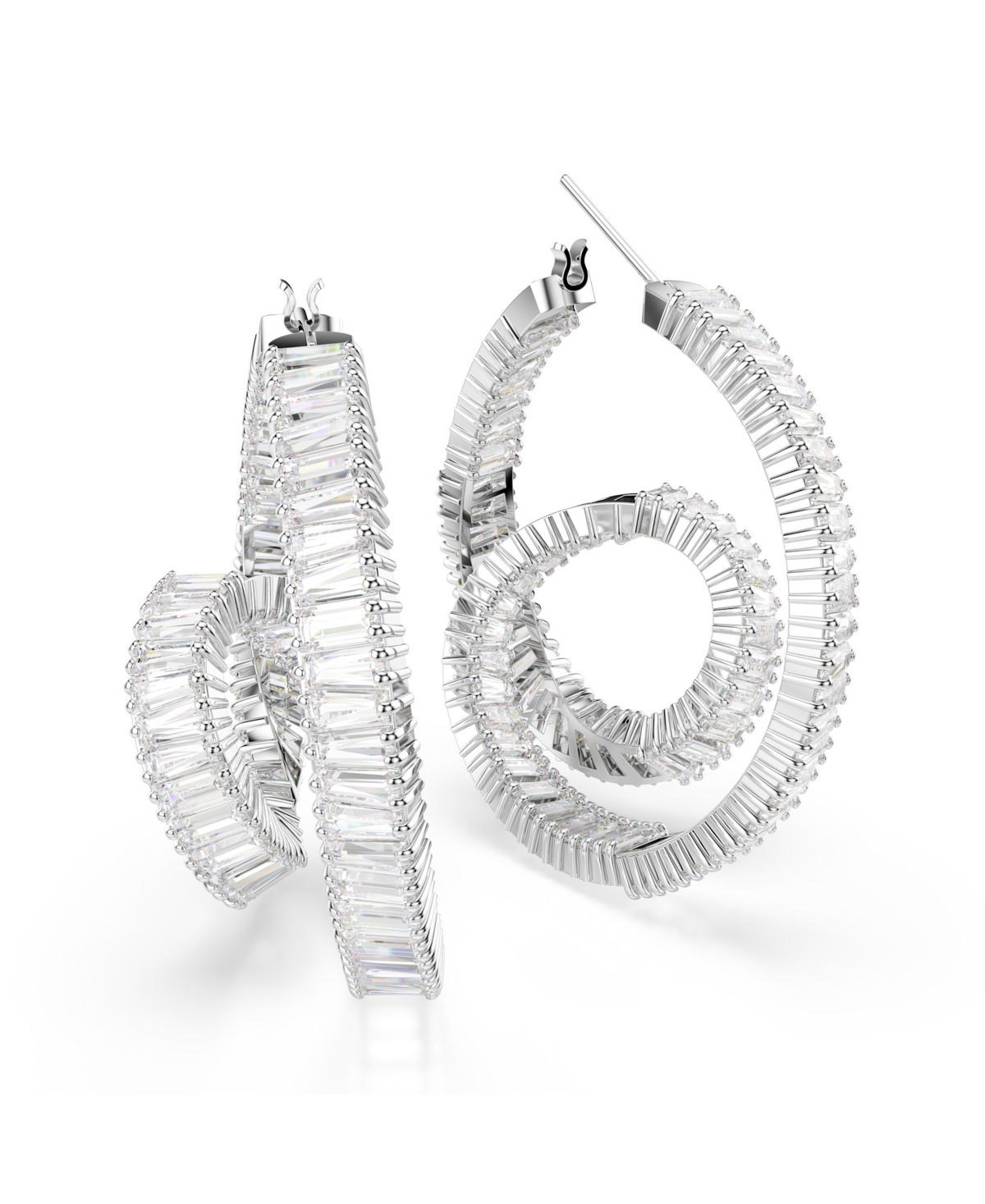 Swarovski Matrix Rhodium Plated Hoop Earrings In Metallic