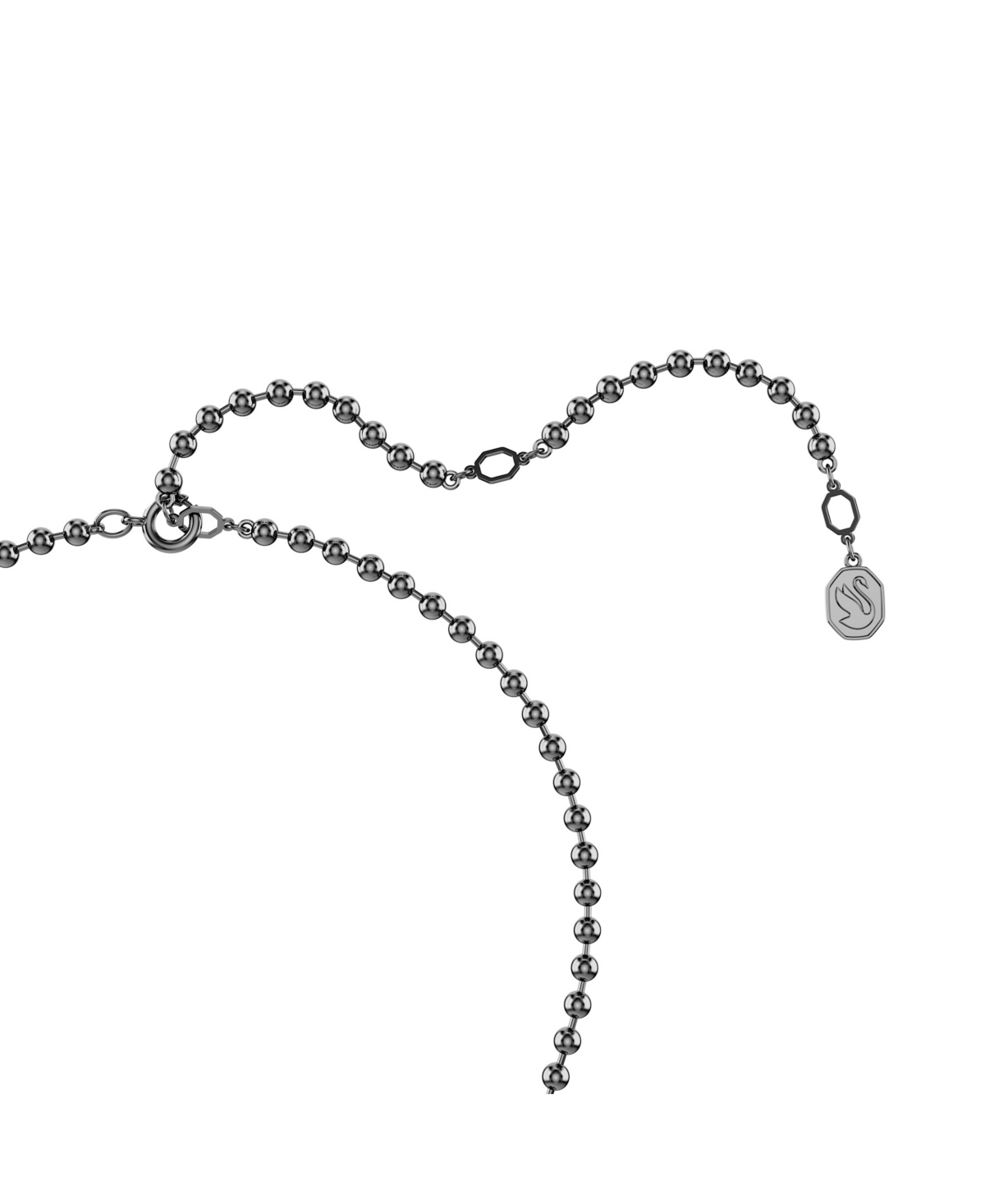 Swarovski Dextera Octagon Ruthenium Plated Pendant Necklace In Black