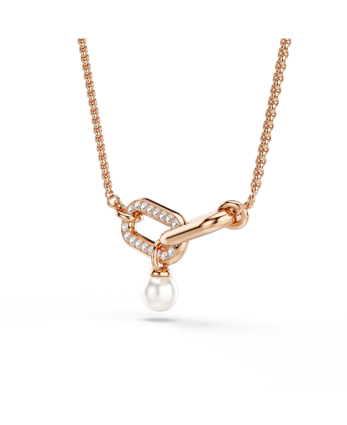 Swarovski Constella Crystal Pearl Round Cut Pendant Necklace In Gold