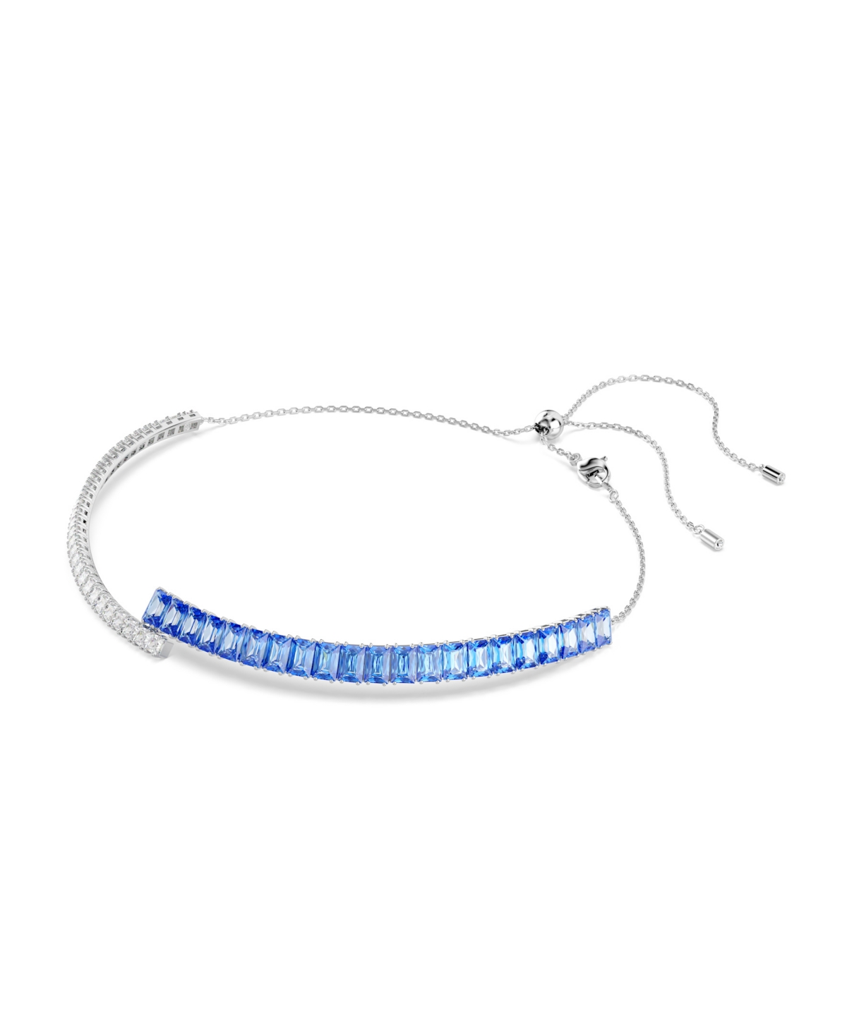 Swarovski Matrix Rhodium Plated Choker Necklace In Blue